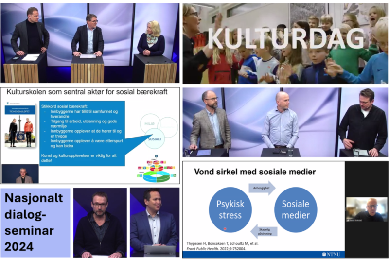 Kollasj som viser deltakere på Nasjonalt dialogseminar 2024.